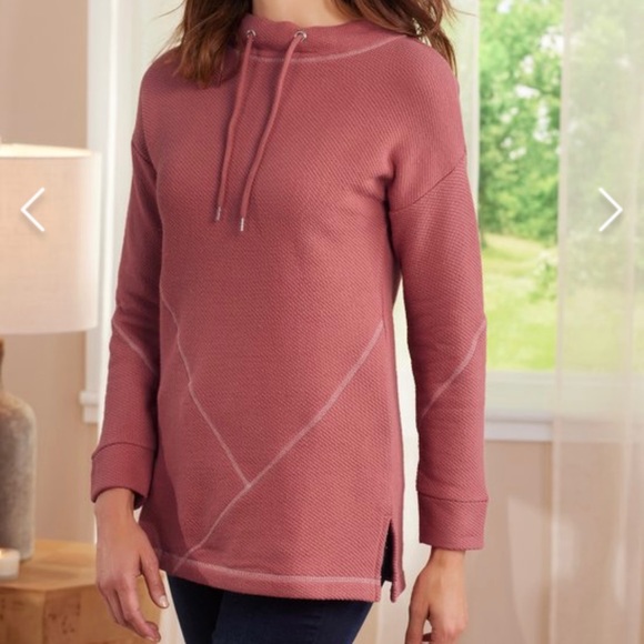 Soft Surroundings Comfy Danika Top in Withered Rose - waffle knit - Picture 2 of 9